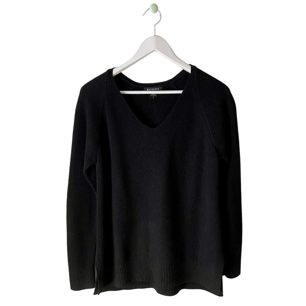 Athleta Black V-Neck Sweater Size Small